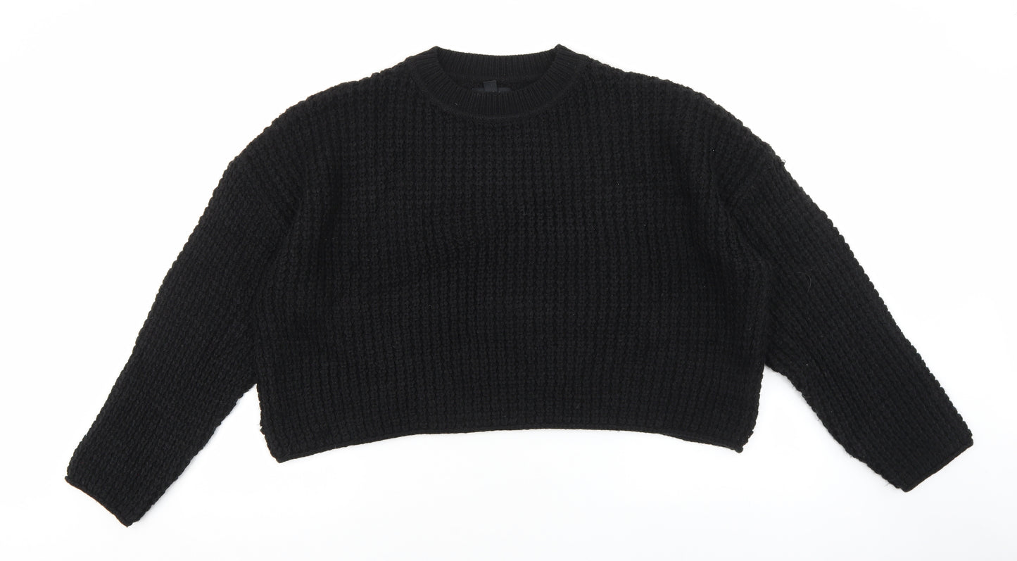 New Look Womens Black Round Neck Acrylic Pullover Jumper Size L