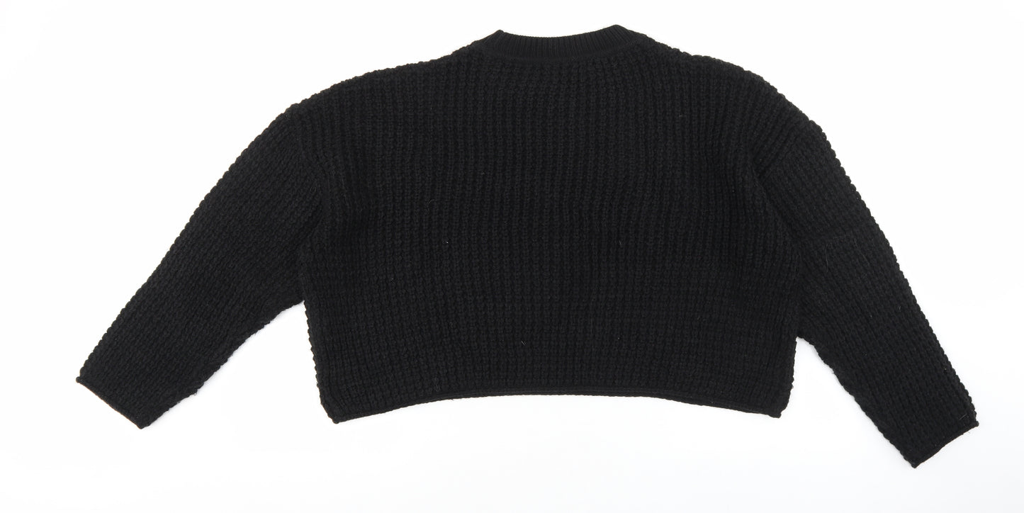 New Look Womens Black Round Neck Acrylic Pullover Jumper Size L