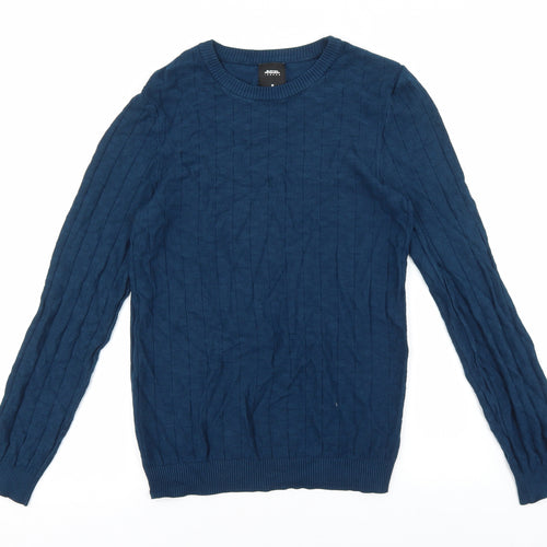 Burton Mens Blue Round Neck Viscose Pullover Jumper Size XS