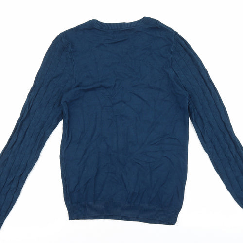 Burton Mens Blue Round Neck Viscose Pullover Jumper Size XS