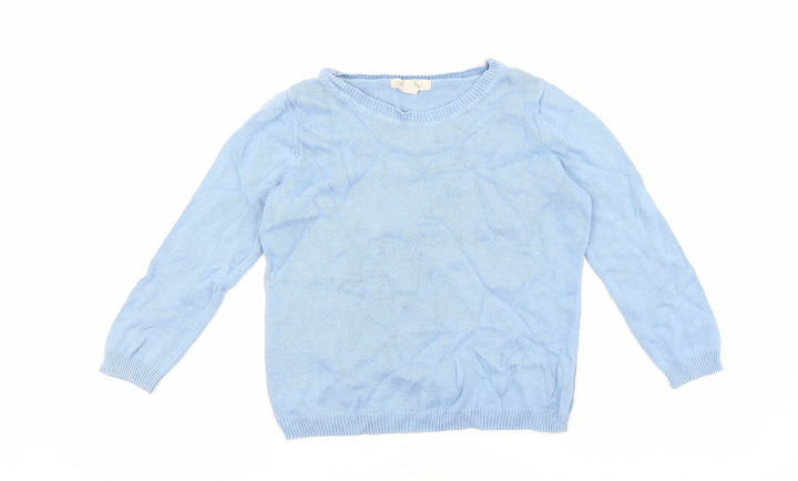 FOREVER 21 Womens Blue Round Neck Cotton Pullover Jumper Size S