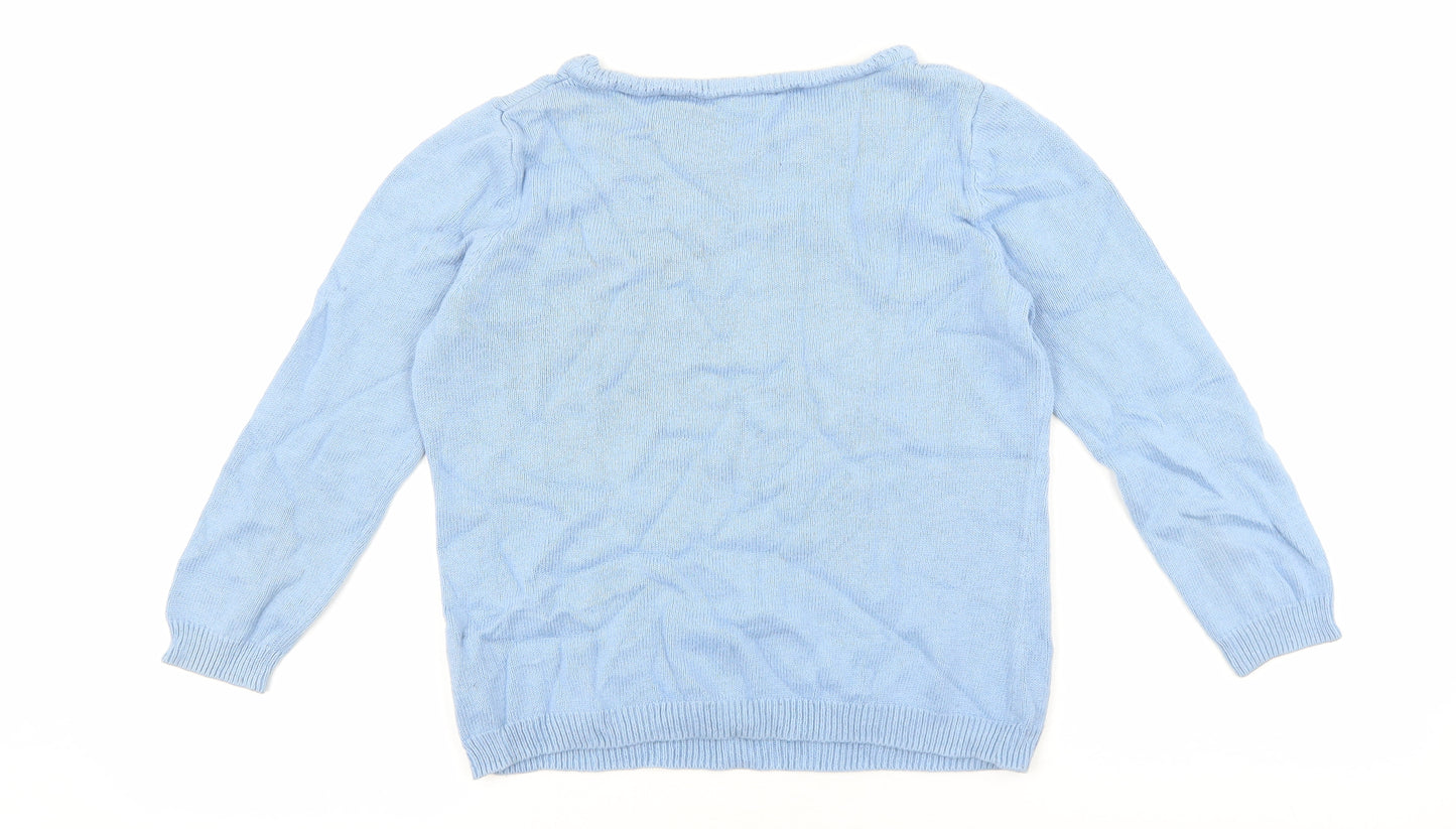 FOREVER 21 Womens Blue Round Neck Cotton Pullover Jumper Size S