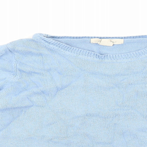 FOREVER 21 Womens Blue Round Neck Cotton Pullover Jumper Size S