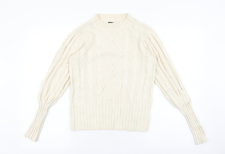 Rachel Zoe Womens Beige Round Neck Rayon Pullover Jumper Size M