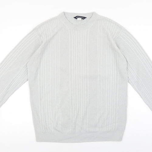 Springfield Mens Grey Crew Neck Acrylic Pullover Jumper Size S