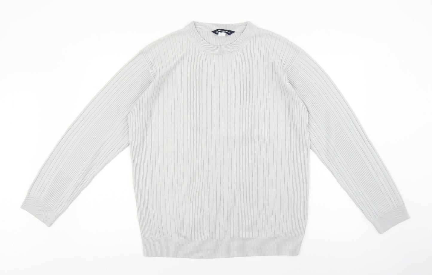 Springfield Mens Grey Crew Neck Acrylic Pullover Jumper Size S