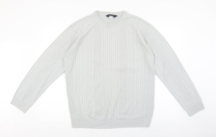 Springfield Mens Grey Crew Neck Acrylic Pullover Jumper Size S