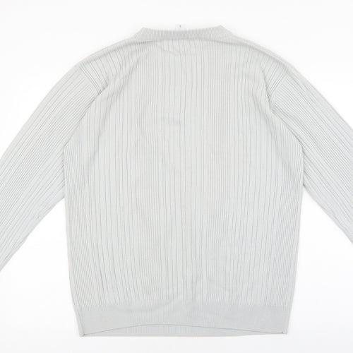 Springfield Mens Grey Crew Neck Acrylic Pullover Jumper Size S