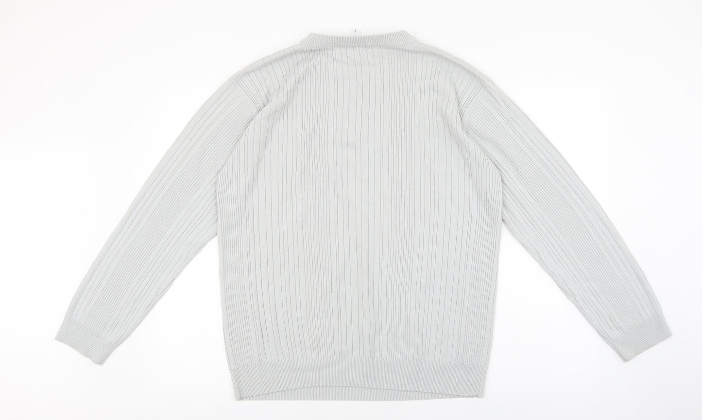 Springfield Mens Grey Crew Neck Acrylic Pullover Jumper Size S