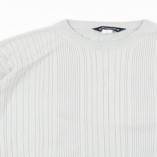 Springfield Mens Grey Crew Neck Acrylic Pullover Jumper Size S