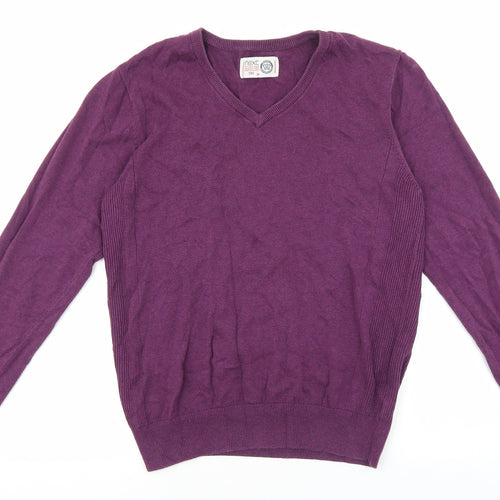 NEXT Mens Purple V-Neck Cotton Pullover Jumper Size M