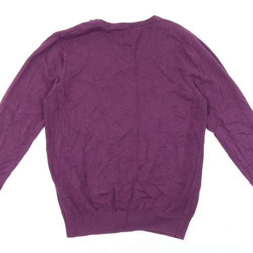 NEXT Mens Purple V-Neck Cotton Pullover Jumper Size M