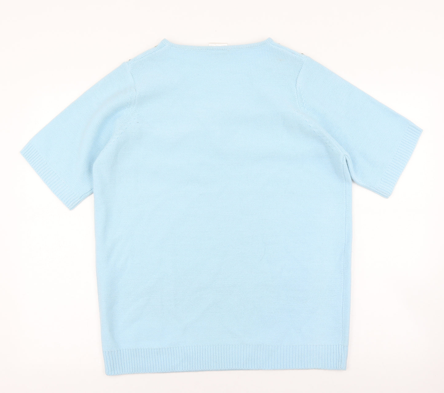 Being casual Womens Blue V-Neck Acrylic Pullover Jumper Size 12