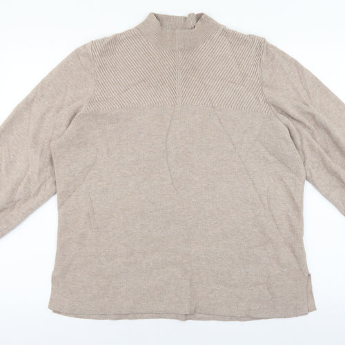 Marks and Spencer Womens Beige High Neck Viscose Pullover Jumper Size XL