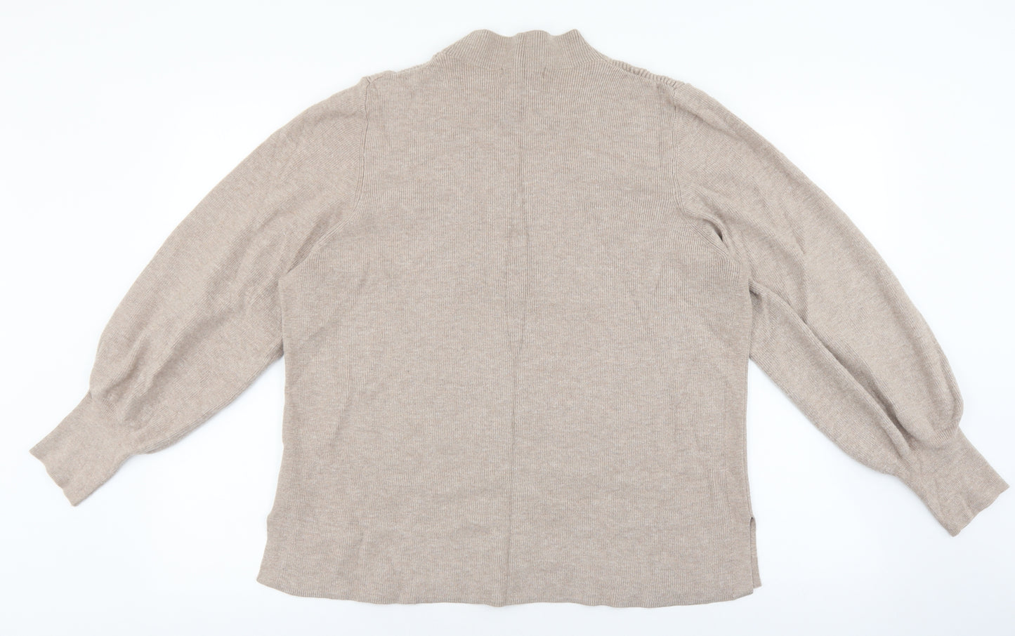 Marks and Spencer Womens Beige High Neck Viscose Pullover Jumper Size XL