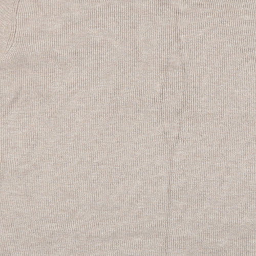 Marks and Spencer Womens Beige High Neck Viscose Pullover Jumper Size XL