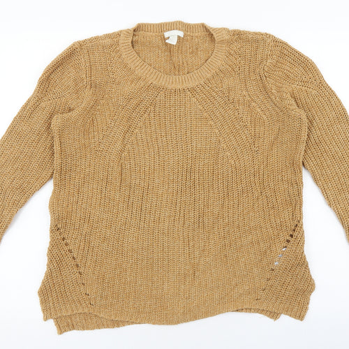 H&M Womens Brown Round Neck Cotton Pullover Jumper Size M