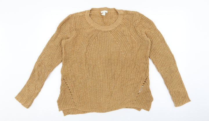 H&M Womens Brown Round Neck Cotton Pullover Jumper Size M