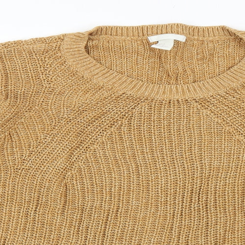 H&M Womens Brown Round Neck Cotton Pullover Jumper Size M