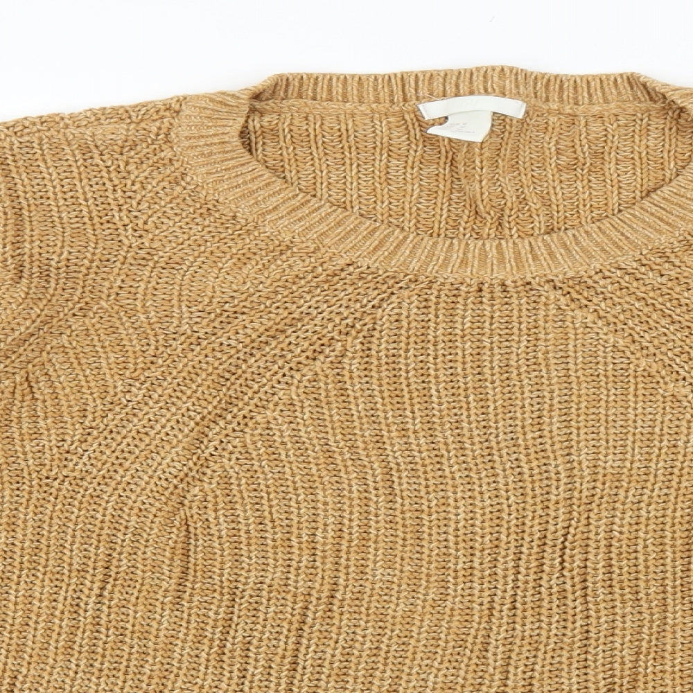 H&M Womens Brown Round Neck Cotton Pullover Jumper Size M