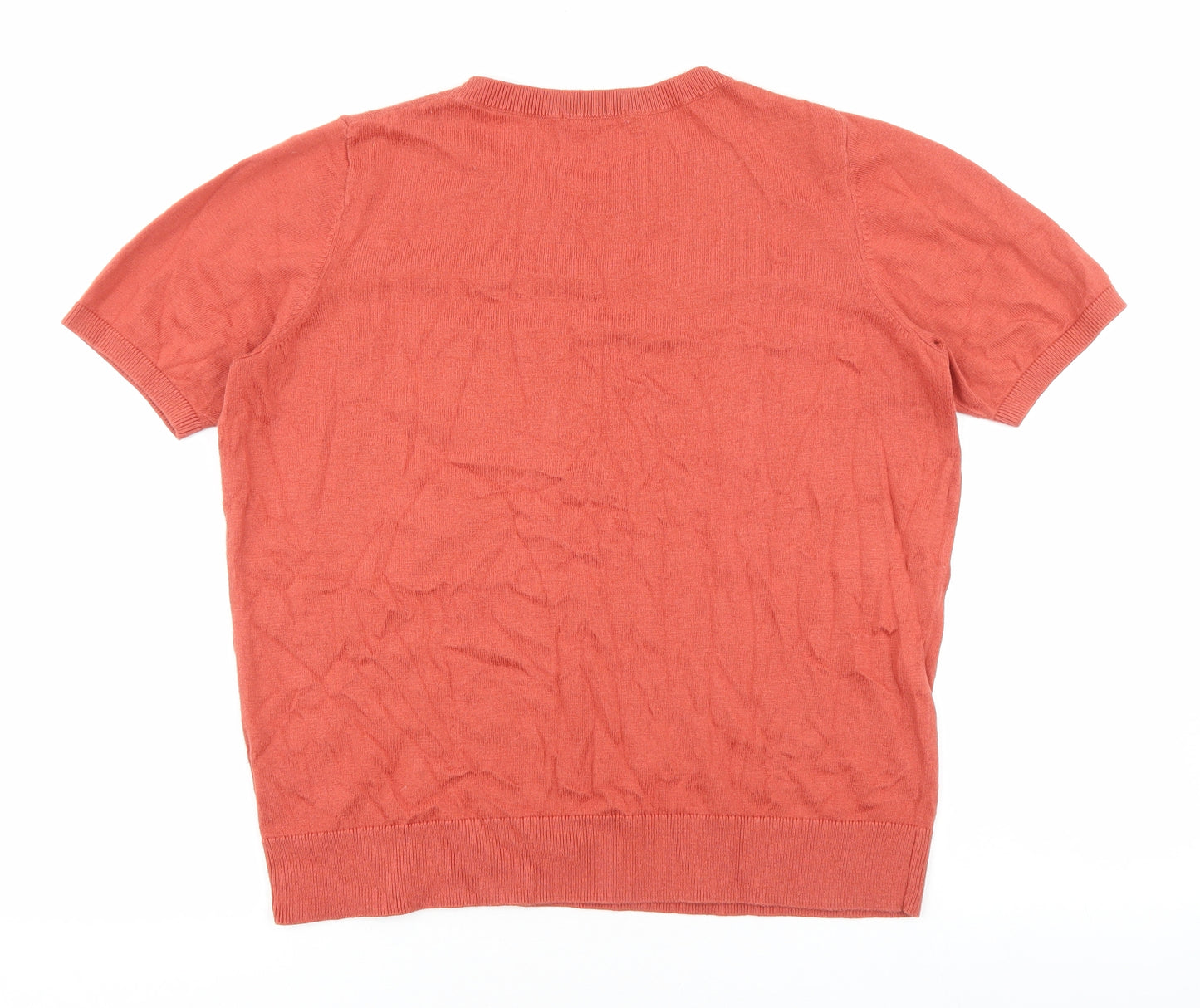 TU Womens Orange Round Neck Cotton Pullover Jumper Size 16