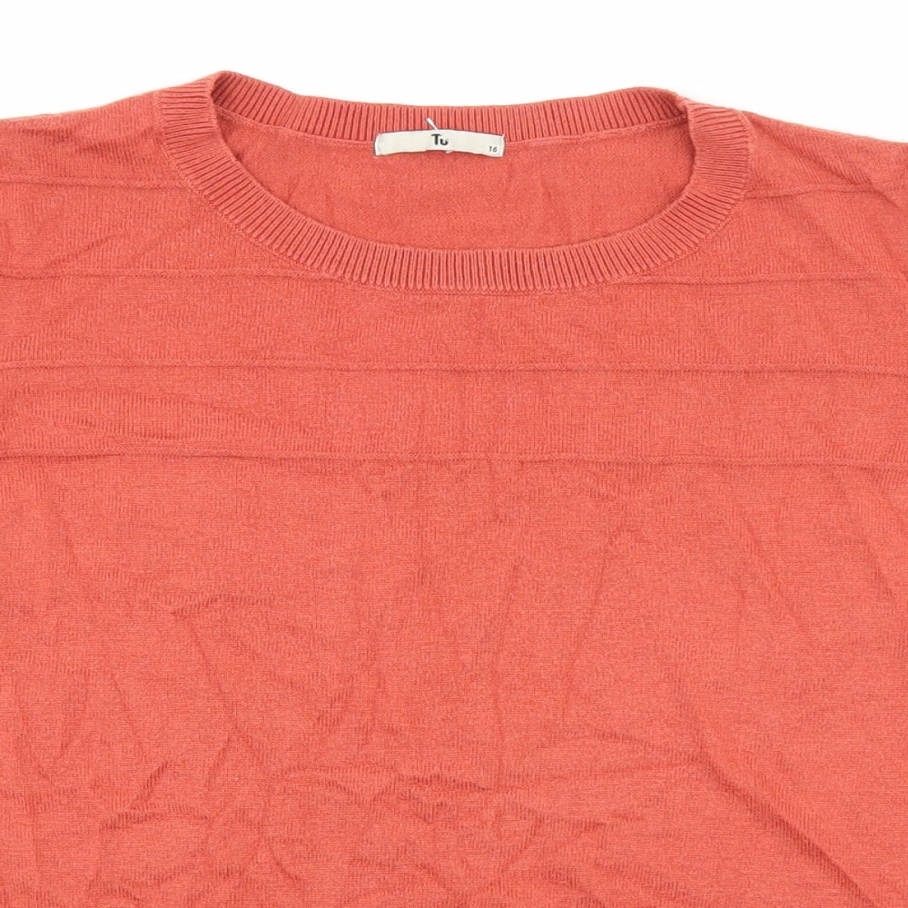 TU Womens Orange Round Neck Cotton Pullover Jumper Size 16