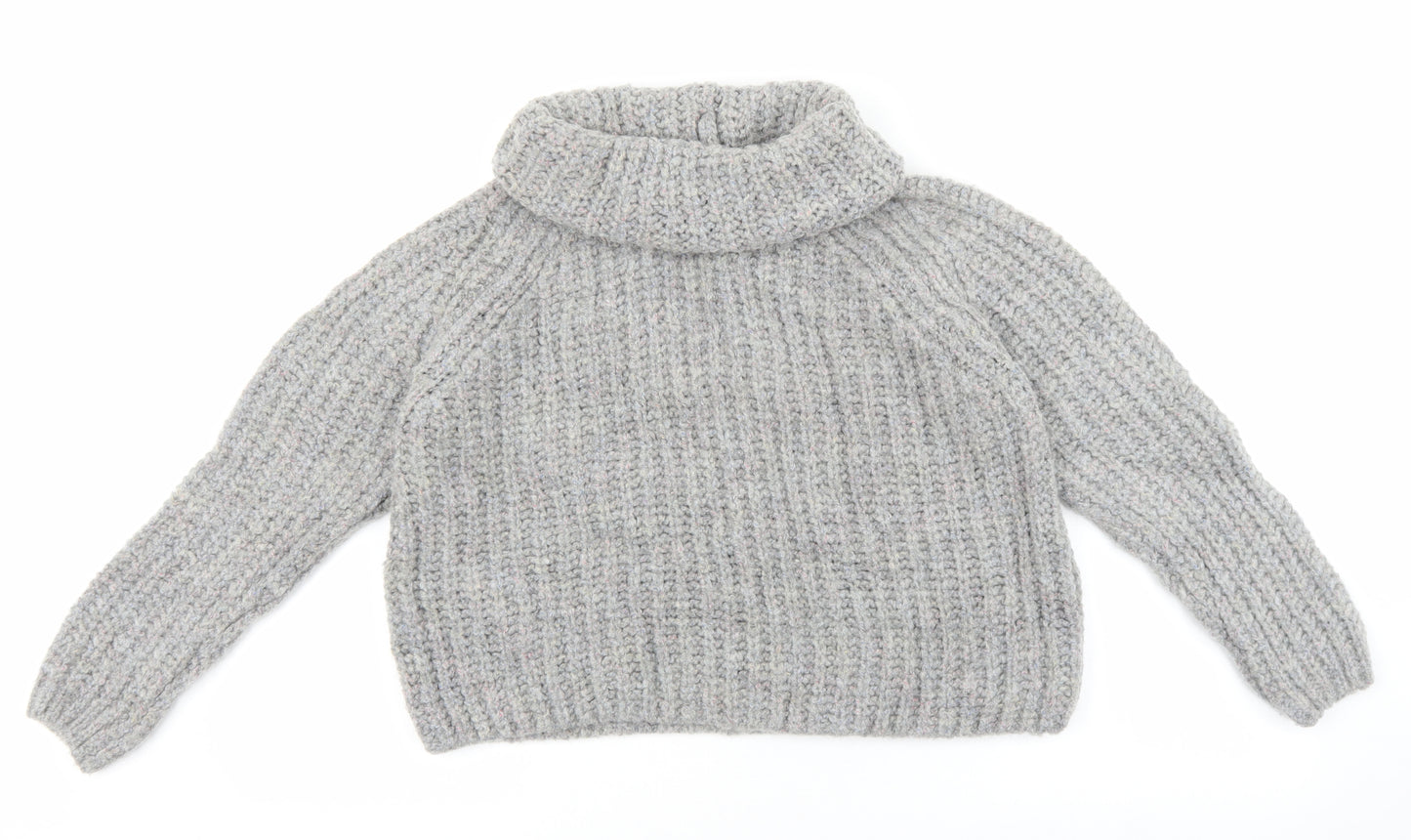 Marks and Spencer Womens Grey High Neck Acrylic Pullover Jumper Size 12