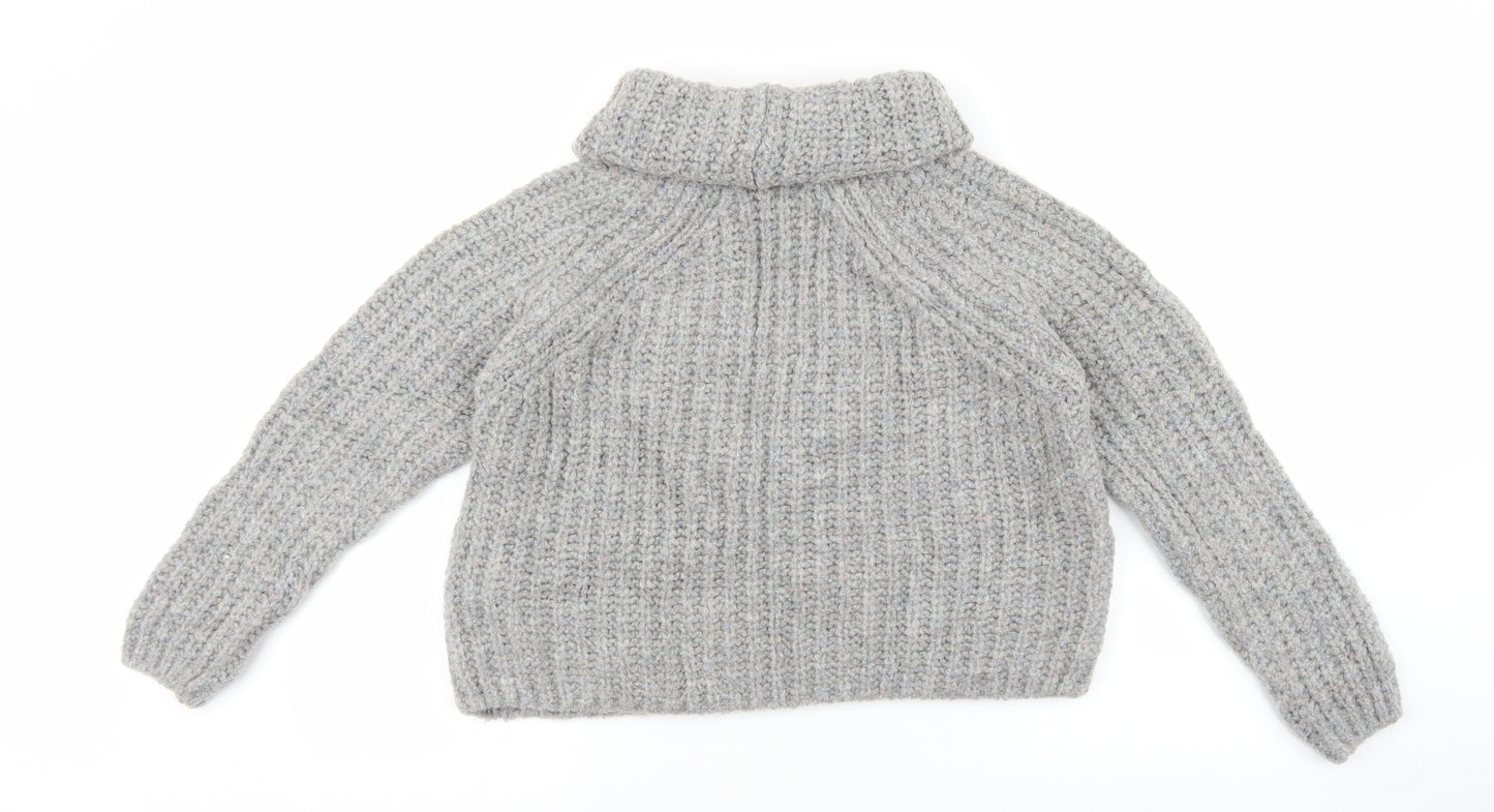 Marks and Spencer Womens Grey High Neck Acrylic Pullover Jumper Size 12