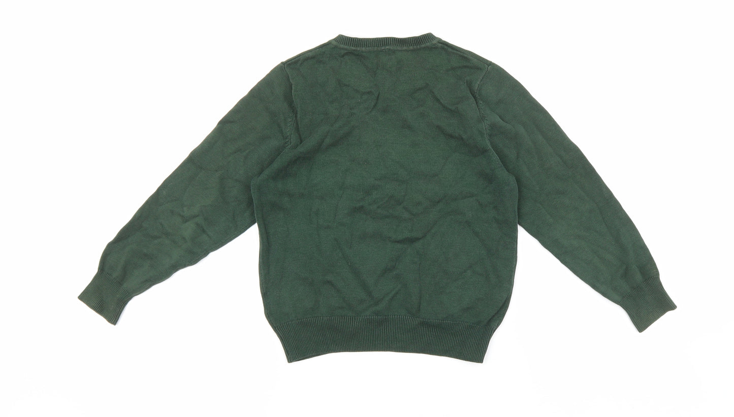 George Boys Green V-Neck Nylon Pullover Jumper Size 5-6 Years Pullover