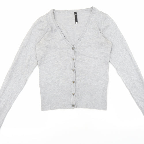 woolworths Womens Grey V-Neck Acrylic Cardigan Jumper Size S