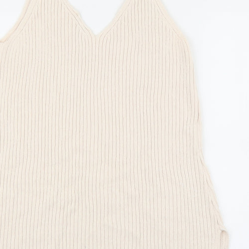 Witchery Womens Beige V-Neck Cotton Pullover Jumper Size S