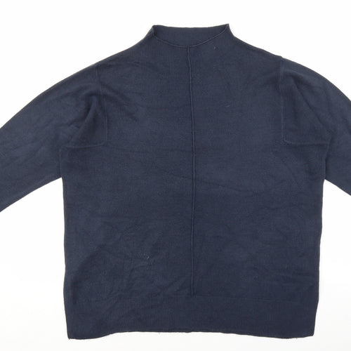 Marks and Spencer Womens Blue High Neck Acrylic Pullover Jumper Size L