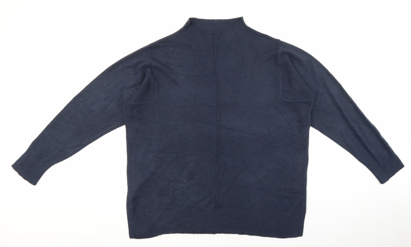 Marks and Spencer Womens Blue High Neck Acrylic Pullover Jumper Size L