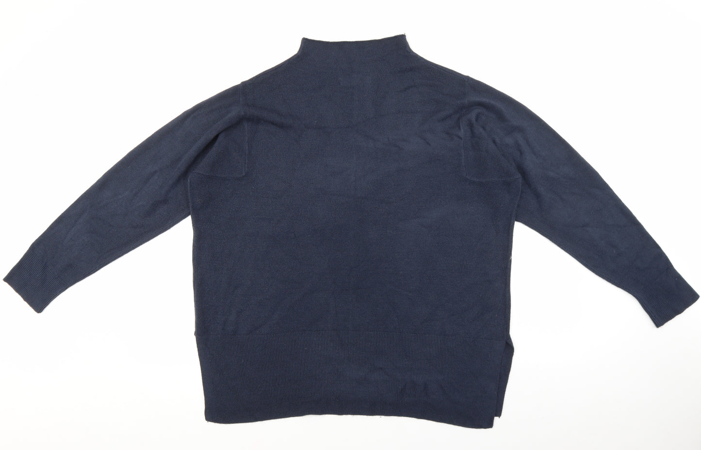 Marks and Spencer Womens Blue High Neck Acrylic Pullover Jumper Size L