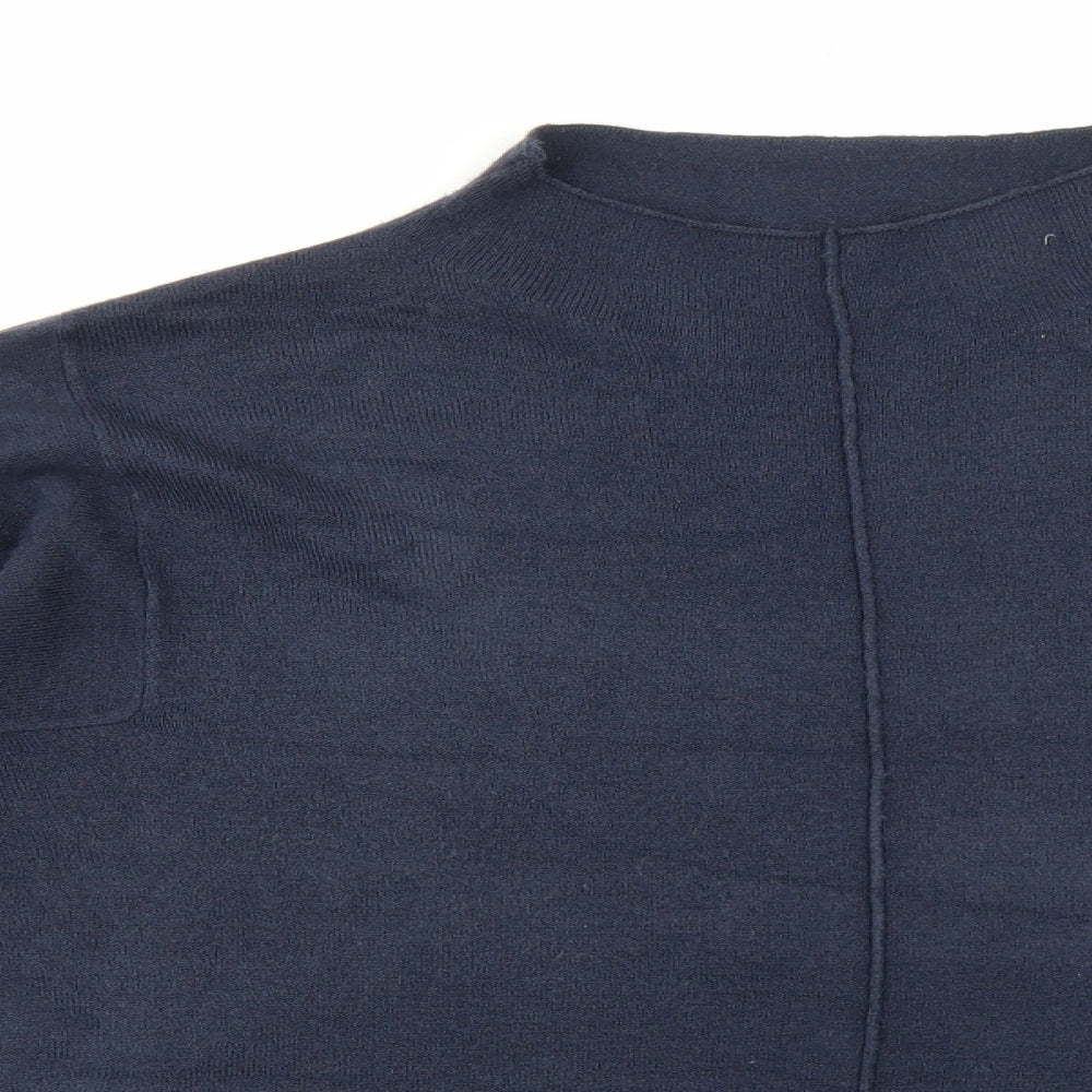 Marks and Spencer Womens Blue High Neck Acrylic Pullover Jumper Size L