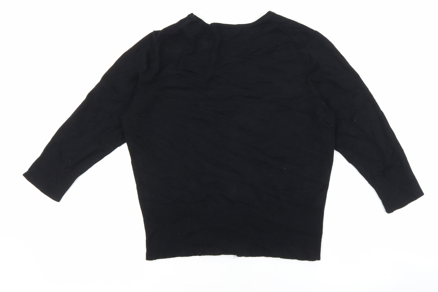 Marks and Spencer Womens Black Round Neck Viscose Cardigan Jumper Size 14