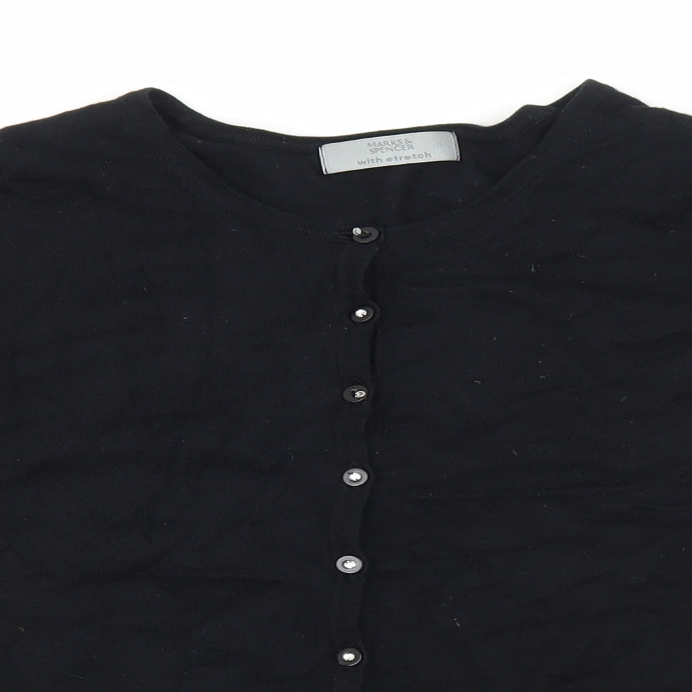 Marks and Spencer Womens Black Round Neck Viscose Cardigan Jumper Size 14