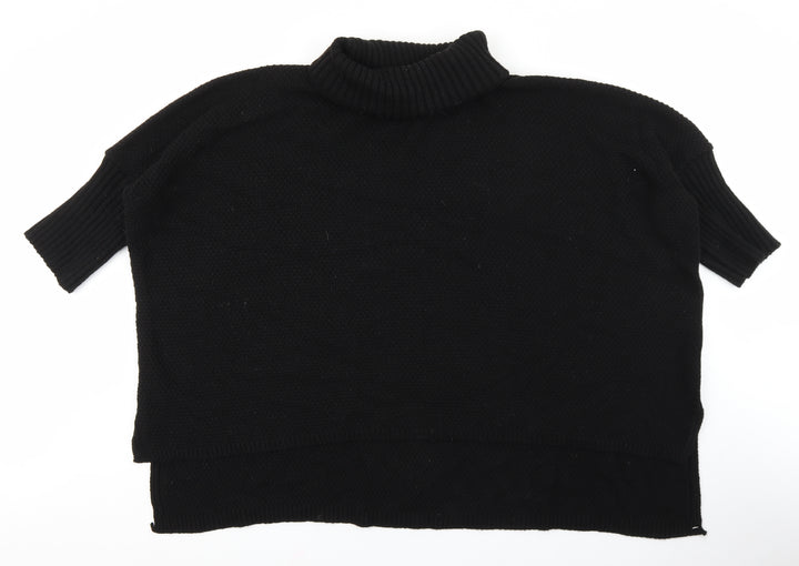 PRETTYLITTLETHING Womens Black Roll Neck Acrylic Pullover Jumper Size S
