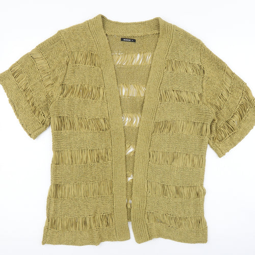 Roman Womens Green V-Neck Striped Acrylic Cardigan Jumper Size 14