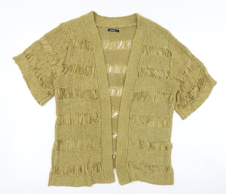 Roman Womens Green V-Neck Striped Acrylic Cardigan Jumper Size 14