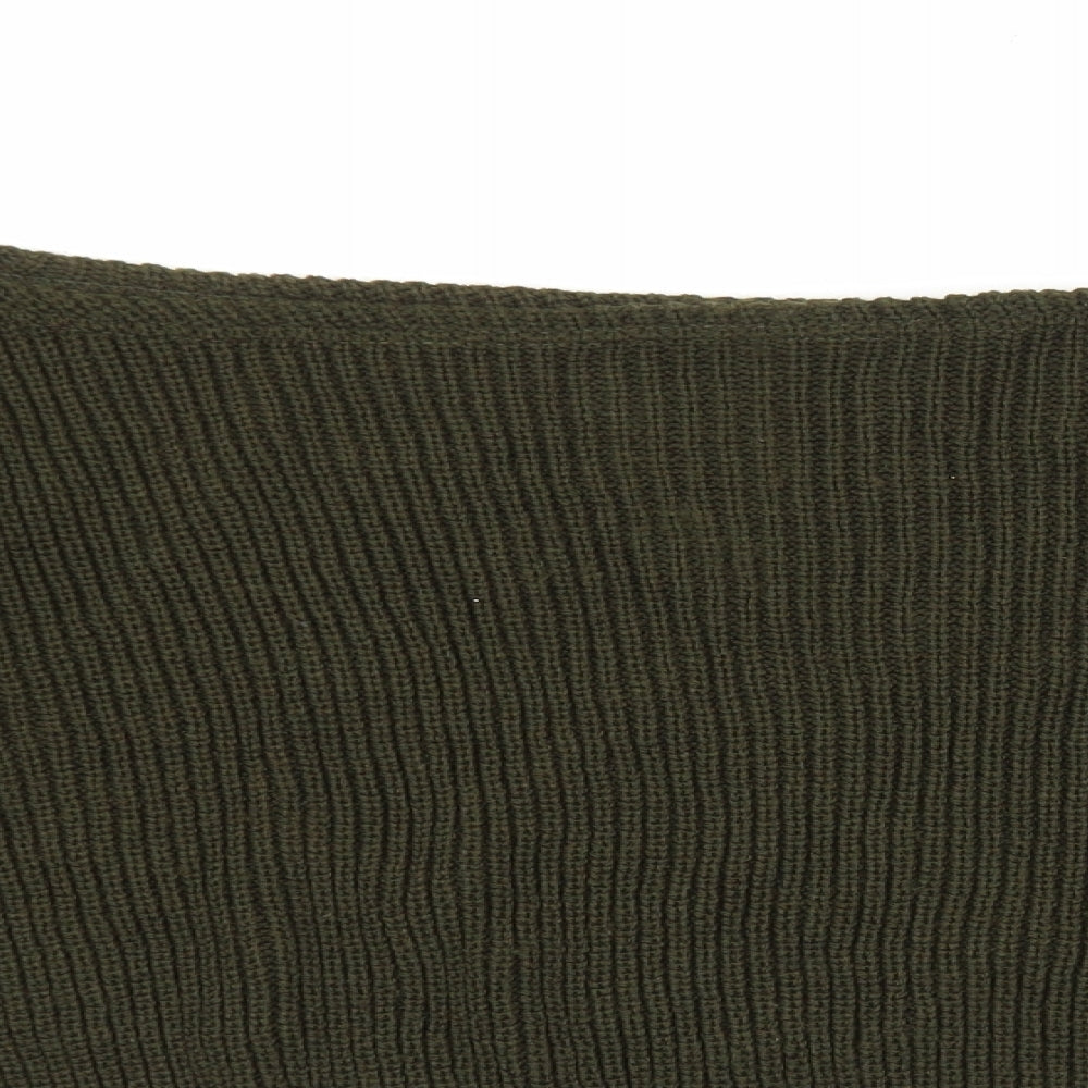 PRETTYLITTLETHING Womens Green Scoop Neck Acrylic Pullover Jumper Size S - Cropped