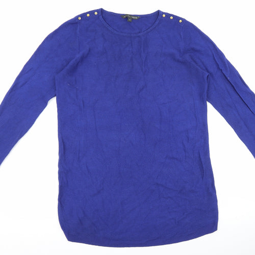 love knitwear Womens Blue Round Neck Acrylic Pullover Jumper Size 14