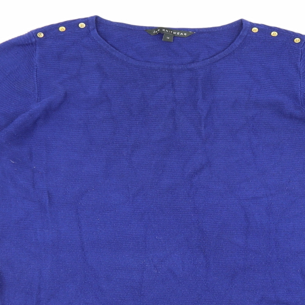 love knitwear Womens Blue Round Neck Acrylic Pullover Jumper Size 14