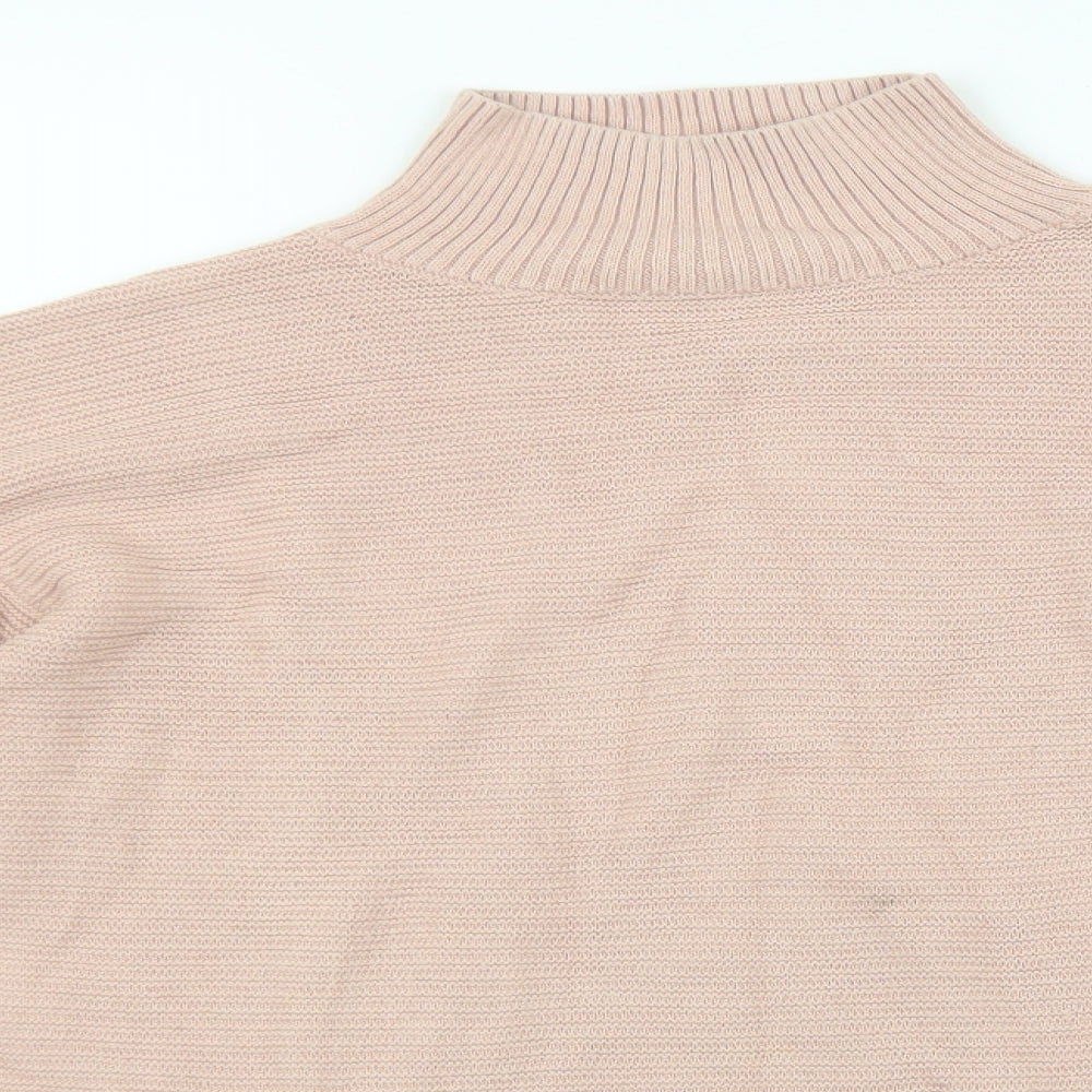 Topshop Womens Pink Mock Neck Acrylic Pullover Jumper Size 10