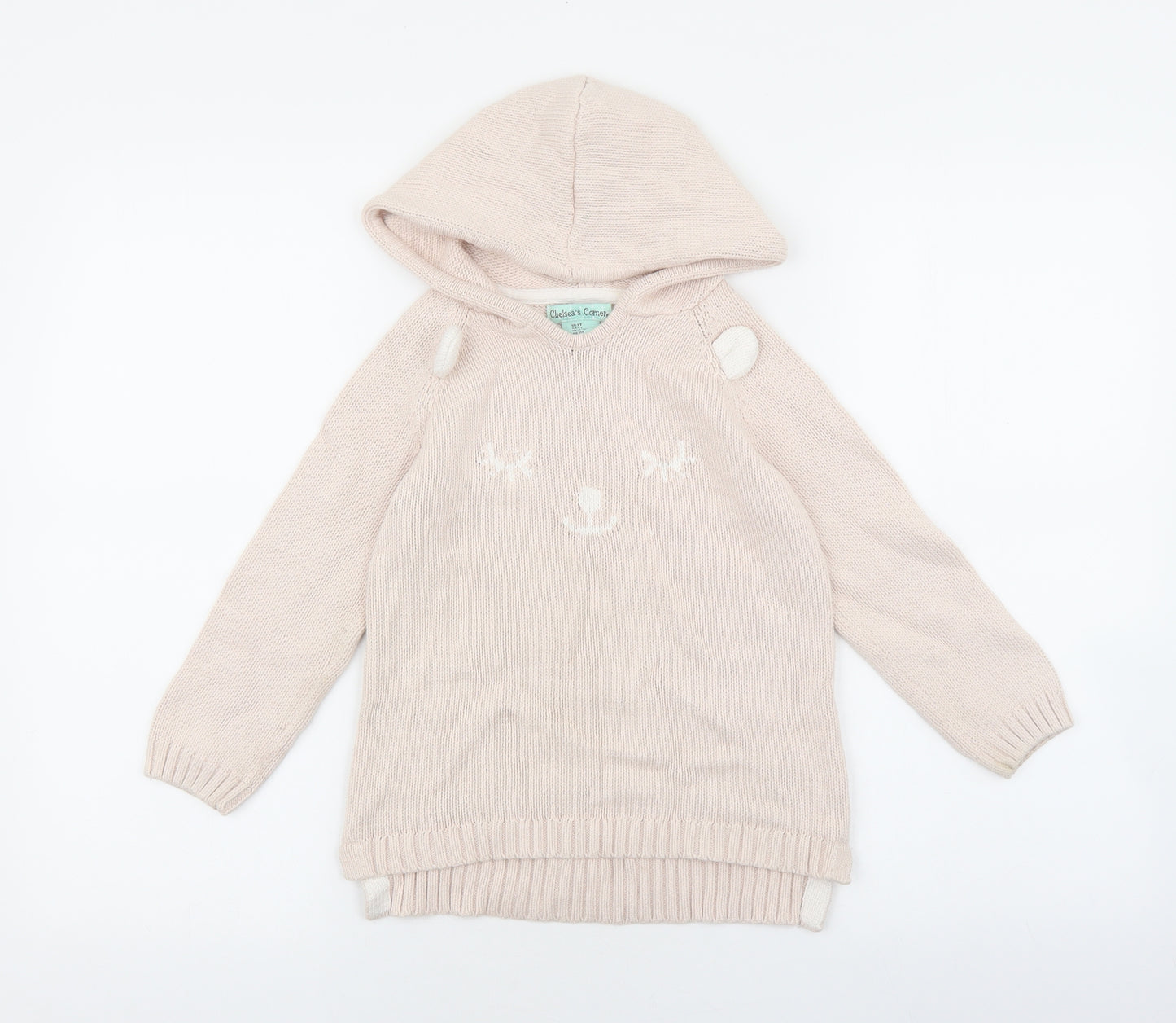 Chelsea's Corner Girls Beige Round Neck 100% Cotton Pullover Jumper Size 4-5 Years Pullover