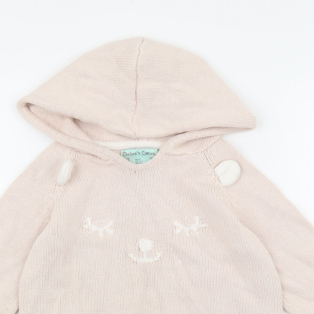 Chelsea's Corner Girls Beige Round Neck 100% Cotton Pullover Jumper Size 4-5 Years Pullover
