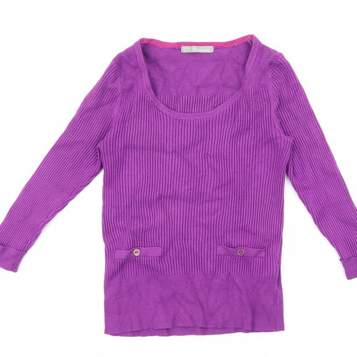 Marks and Spencer Womens Purple Round Neck Viscose Pullover Jumper Size 8
