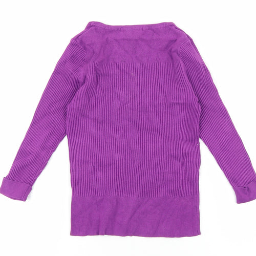 Marks and Spencer Womens Purple Round Neck Viscose Pullover Jumper Size 8