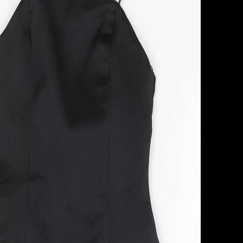 Zara Womens Black Polyester Bodysuit One-Piece Size XS Zip