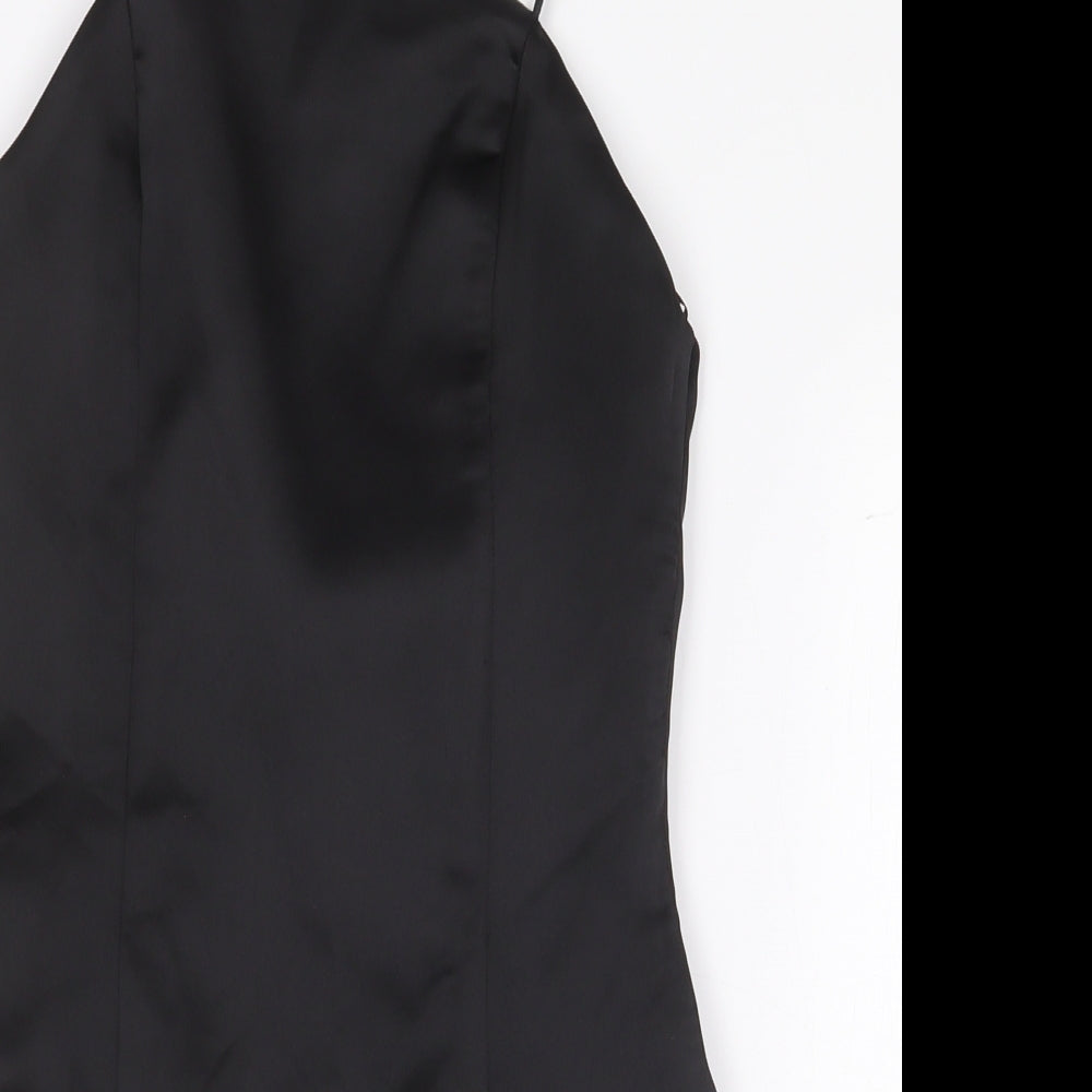 Zara Womens Black Polyester Bodysuit One-Piece Size XS Zip